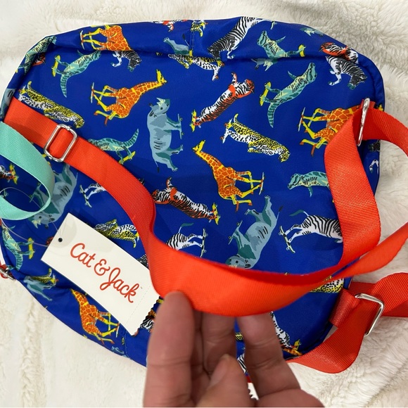 ⬇️PRICE⬇️ CAT & JACK • Blue & Orange Animal Print Back Pack • Small ( Kids) - Picture 6 of 9